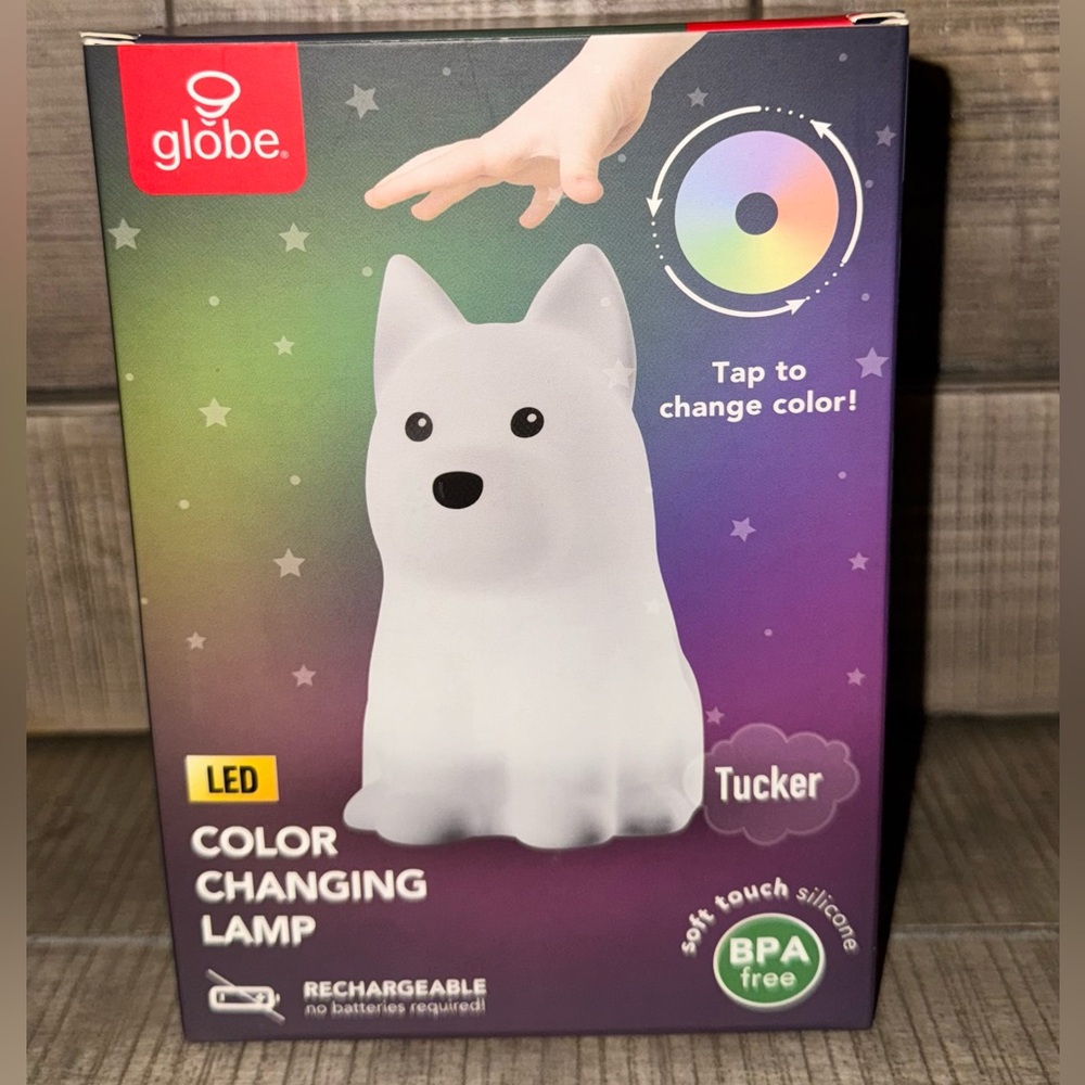 New Globe Electric 5.76in. Rechargeable Tucker Dog LED Multi-Color Changing Lamp
